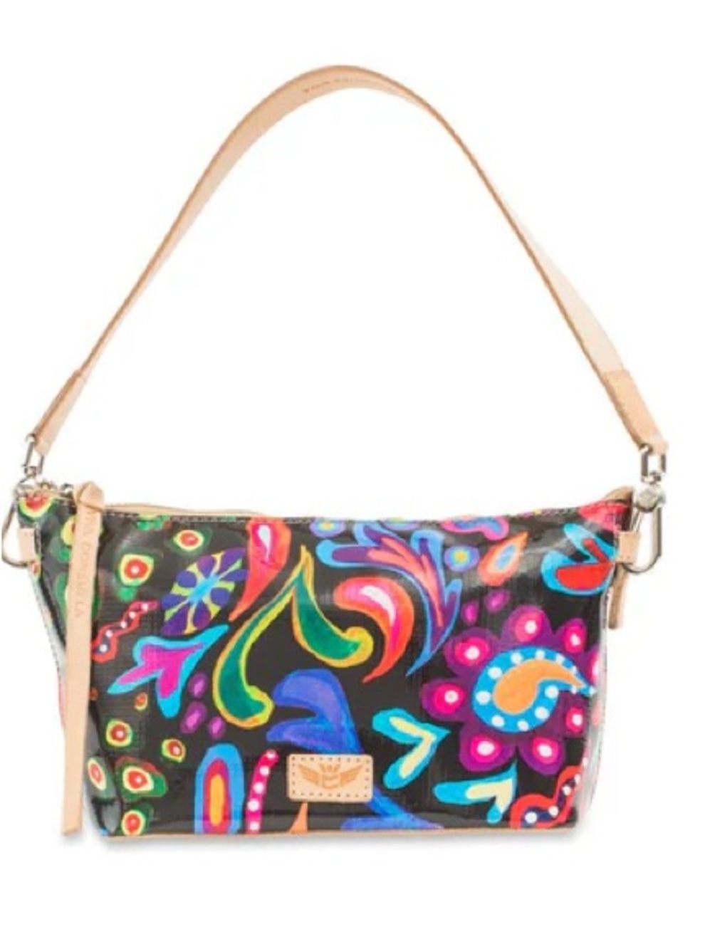 Consuela Sophie Pouch Floral Pattern Shoulder Bag in Black and Tan small - Picture 2 of 13